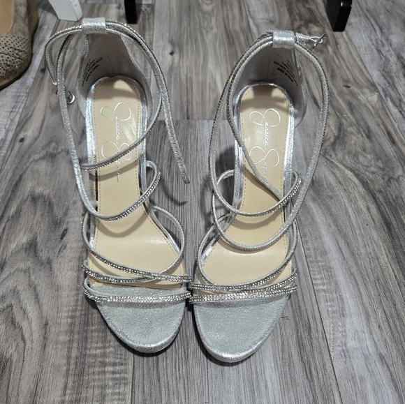 Jessica Simpson Jaeya Sandal Women Silver Rhinestones Sz 8 - Picture 2 of 15